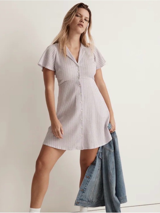Madewell Dresses & Skirts - Madewell Lavender-Check Button-Front Mini Dress